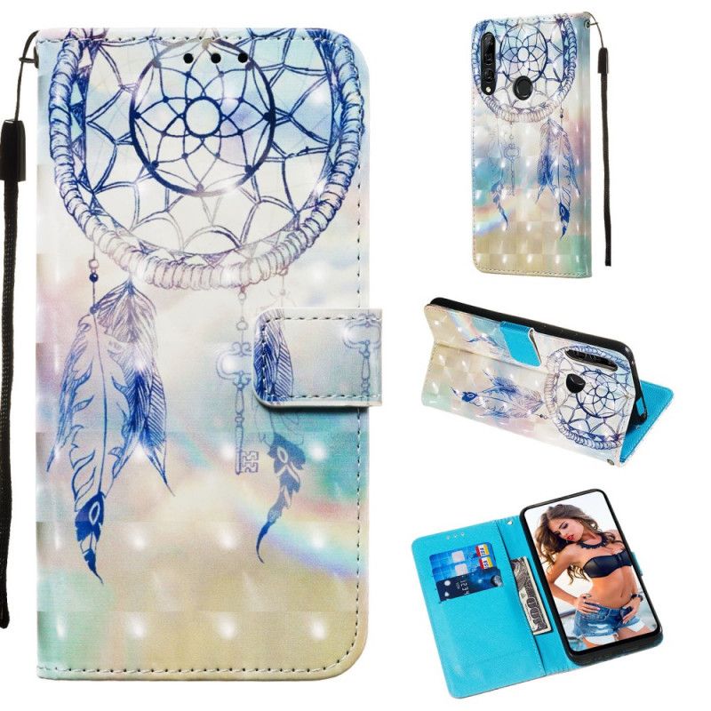 Etui Folio Honor 9X Jasnoniebieski Czerwony Akwarela Łapacz Snów Etui Ochronne