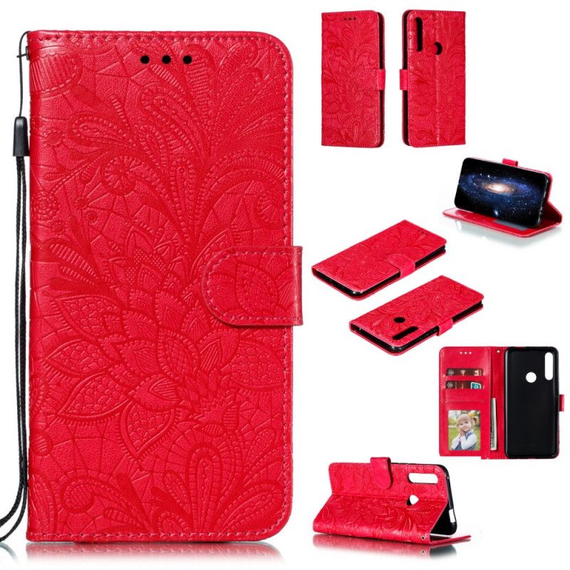 Etui Folio Honor 9X Różowe Złoto Plemienne Stringi W Kwiaty Etui Ochronne