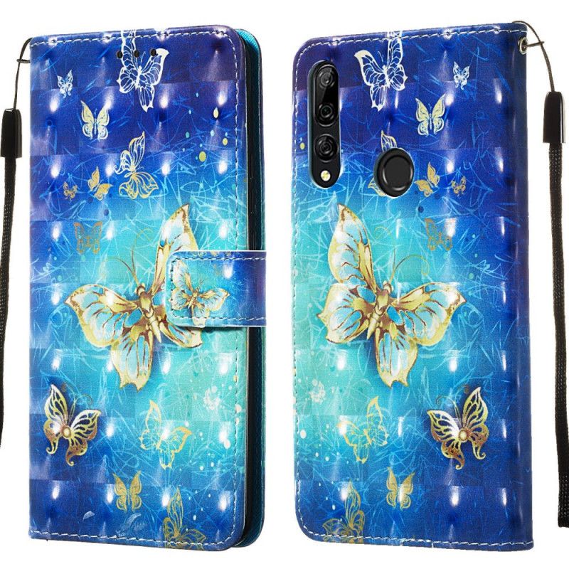 Etui Folio Honor 9X Złote Motyle Stringi Etui Ochronne