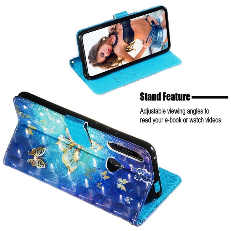 Etui Folio Honor 9X Złote Motyle Stringi Etui Ochronne