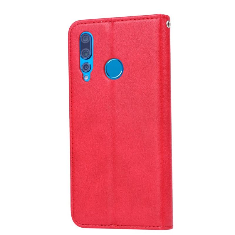 Flip Kotelot Honor 9X Czerwony Czarny Etui Na Karty Ze Sztucznej Skóry Etui Ochronne