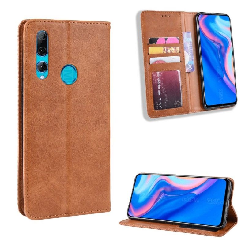 Flip Kotelot Honor 9X Czerwony Czarny Etui na Telefon Stylizowany Efekt Skóry W Stylu Vintage