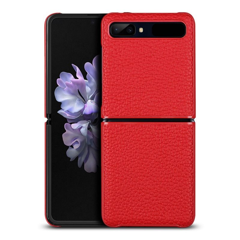 Etui Samsung Galaxy Z Flip Szary Czarny Prawdziwa Skóra Liczi Etui Ochronne