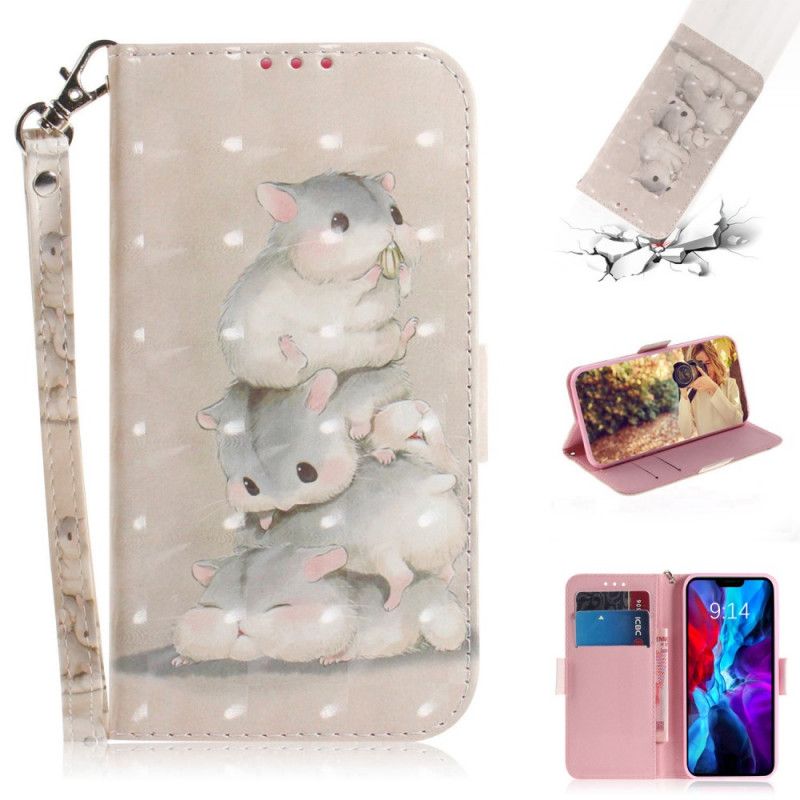 Etui Folio iPhone 12 / 12 Pro Chomiki Ze Stringami Etui Ochronne