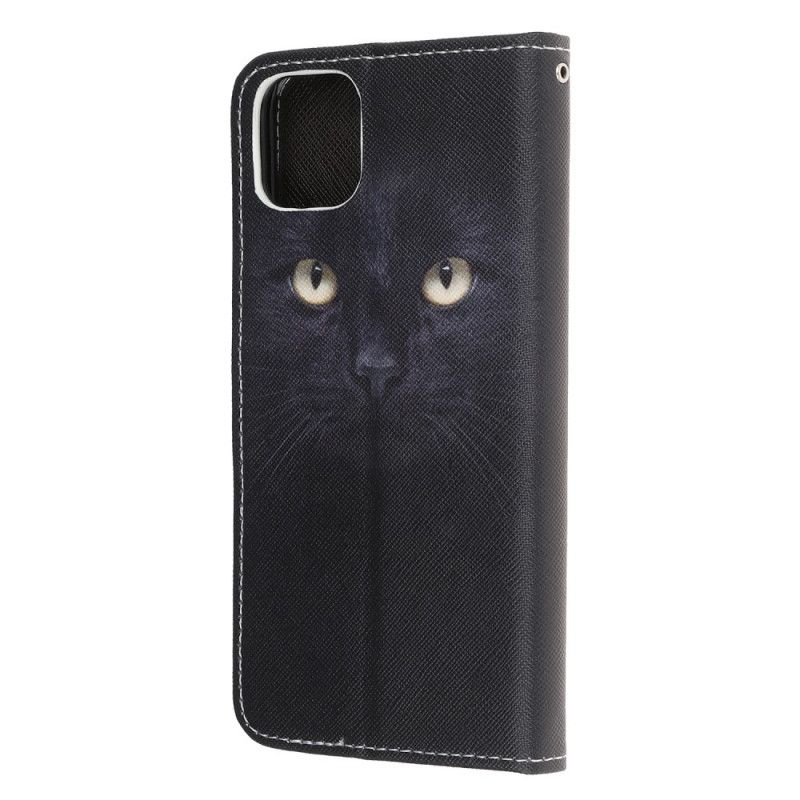 Etui Folio iPhone 12 / 12 Pro Czarne Oczy Kota Ze Stringami Etui Ochronne