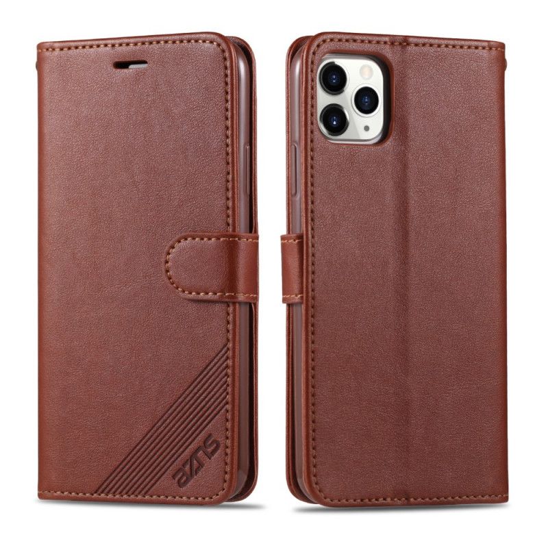 Etui Folio iPhone 12 / 12 Pro Czerwony Czarny Azns Imitacja Skóry Etui Ochronne