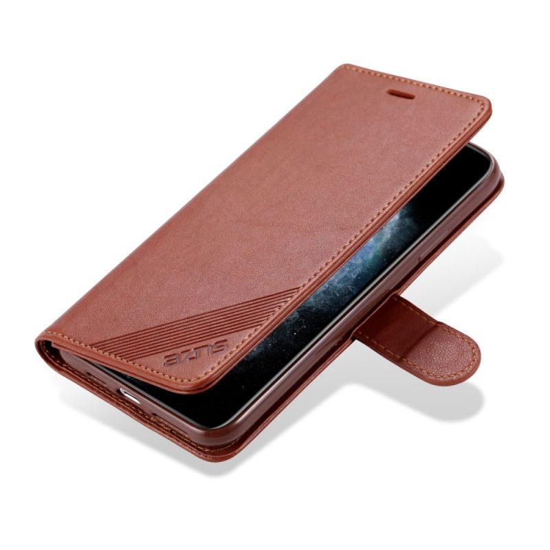 Etui Folio iPhone 12 / 12 Pro Czerwony Czarny Azns Imitacja Skóry Etui Ochronne