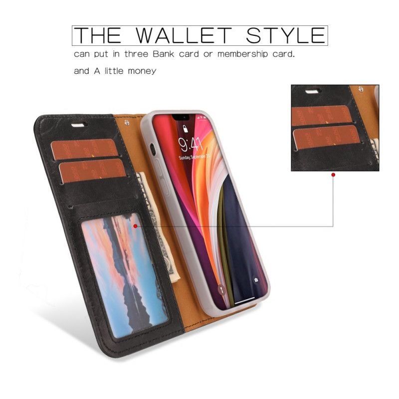 Etui Folio iPhone 12 / 12 Pro Czerwony Czarny Odczepiana Skorupa W Stylu Postarzanej Skóry Etui Ochronne