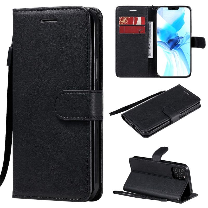 Etui Folio iPhone 12 / 12 Pro Czerwony Czarny Seria W Jednolitym Kolorze Z Paskiem