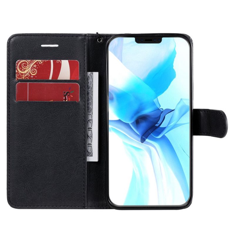 Etui Folio iPhone 12 / 12 Pro Czerwony Czarny Seria W Jednolitym Kolorze Z Paskiem