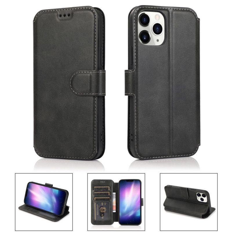 Etui Folio iPhone 12 / 12 Pro Czerwony Czarny Styl Retro Ze Skóry Etui Ochronne