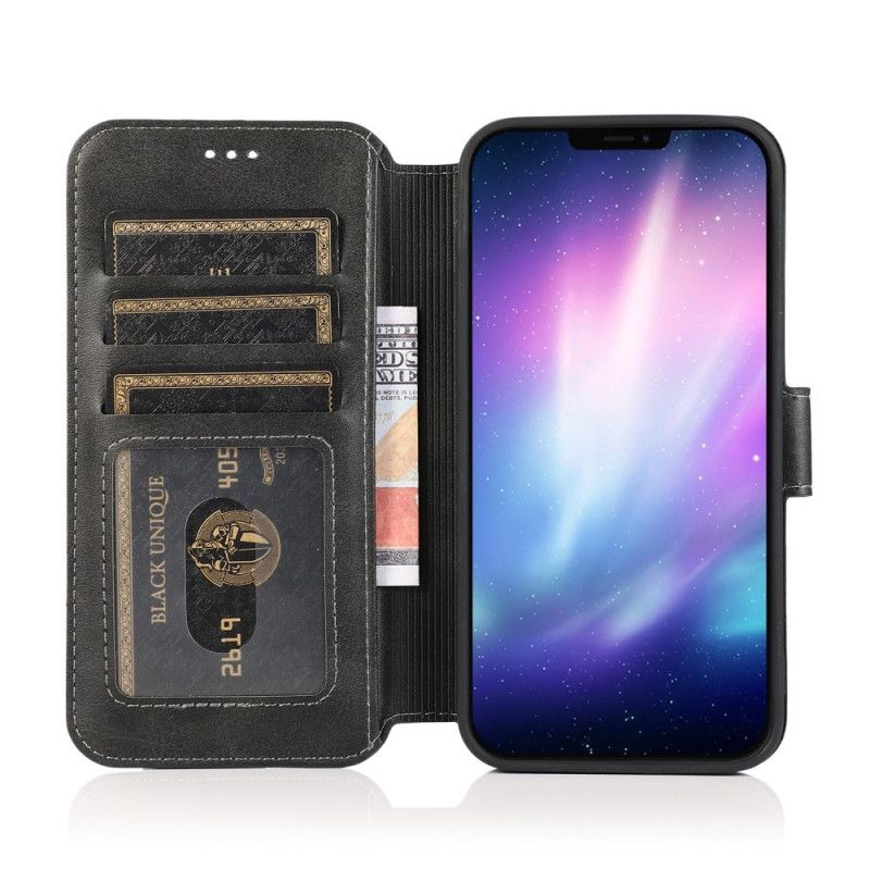 Etui Folio iPhone 12 / 12 Pro Czerwony Czarny Styl Retro Ze Skóry Etui Ochronne