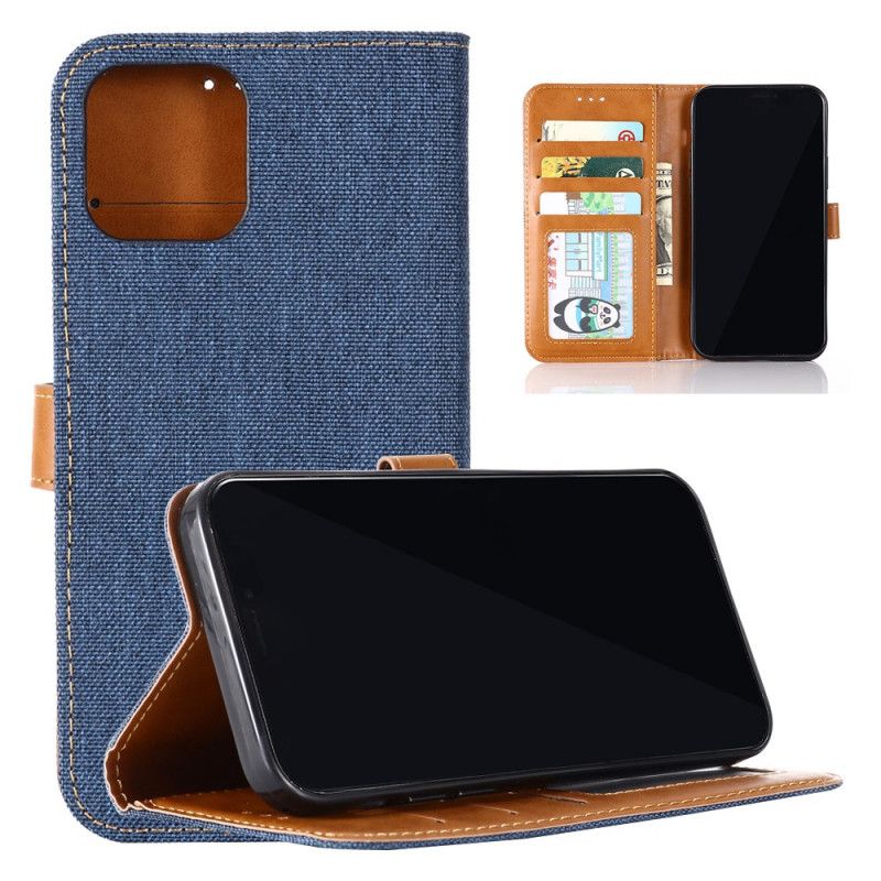 Etui Folio iPhone 12 / 12 Pro Granatowy Czarny Klasyczne Dżinsy Etui Ochronne