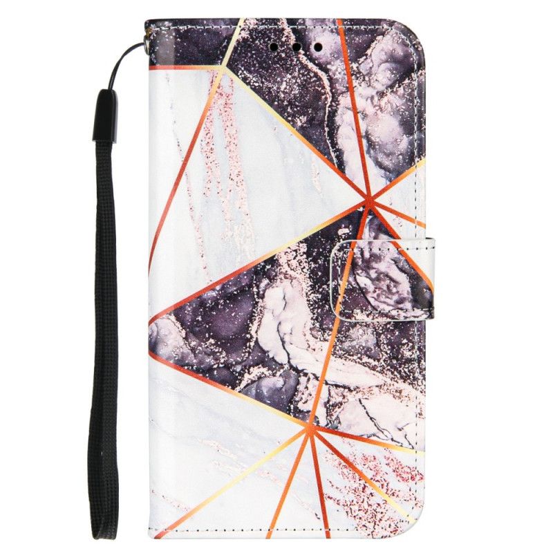 Etui Folio iPhone 12 / 12 Pro Granatowy Różowy Geometryczny Marmur Etui Ochronne