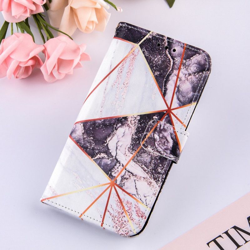 Etui Folio iPhone 12 / 12 Pro Granatowy Różowy Geometryczny Marmur Etui Ochronne