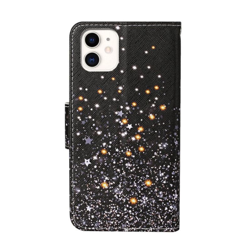 Etui Folio iPhone 12 / 12 Pro Gwiazdki I Cekiny Z Paskiem