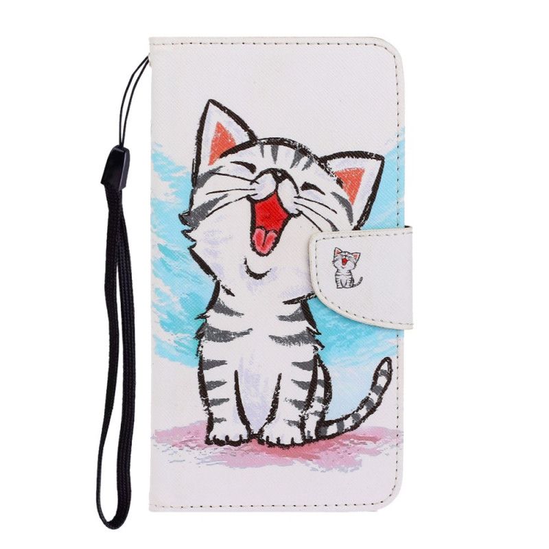 Etui Folio iPhone 12 / 12 Pro Kolorowy Kotek Ze Stringami