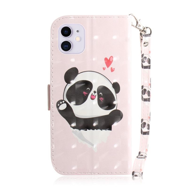 Etui Folio iPhone 12 / 12 Pro Miłość Pandy Ze Stringami Etui Ochronne