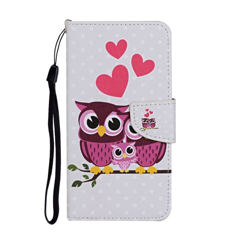 Etui Folio iPhone 12 / 12 Pro Rodzina Sów Ze Stringami Etui Ochronne