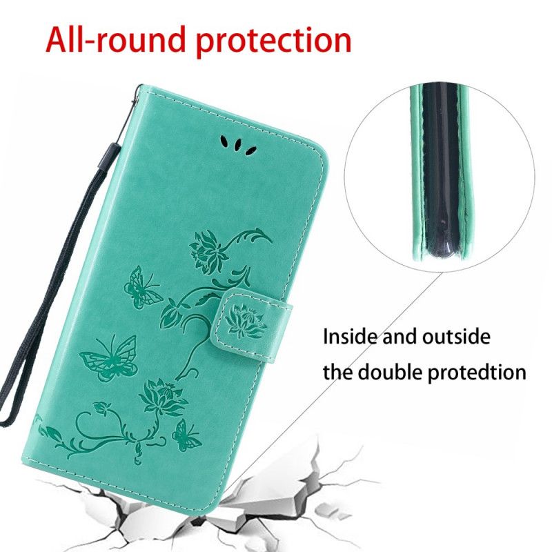 Etui Folio iPhone 12 / 12 Pro Szary Czarny Stringi W Kwiaty Etui Ochronne