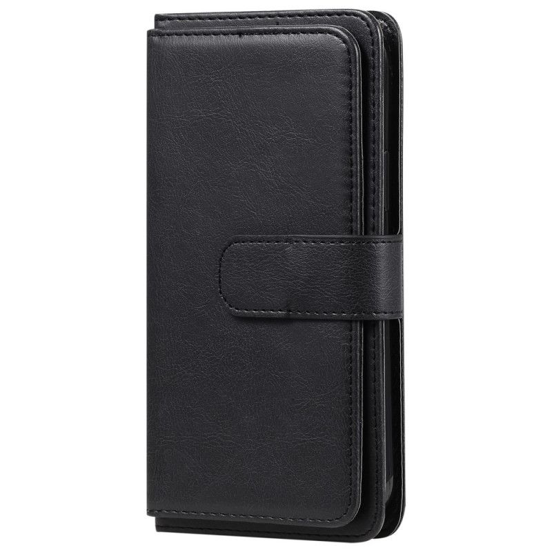 Etui Folio iPhone 12 / 12 Pro Zielony Czarny Wielofunkcyjne Etui Na 10 Kart Etui Ochronne