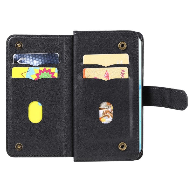 Etui Folio iPhone 12 / 12 Pro Zielony Czarny Wielofunkcyjne Etui Na 10 Kart Etui Ochronne