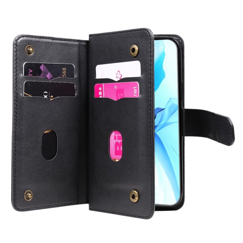 Etui Folio iPhone 12 / 12 Pro Zielony Czarny Wielofunkcyjne Etui Na 10 Kart Etui Ochronne