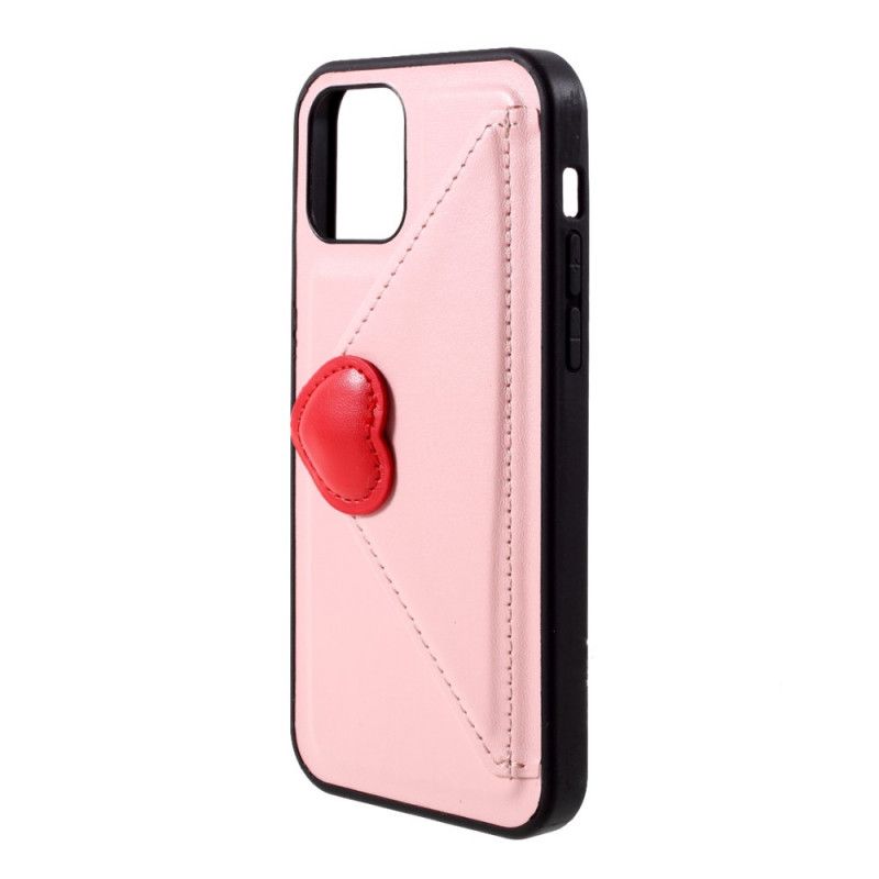 Etui iPhone 12 / 12 Pro Biały Czarny Posiadacz Karty Serca