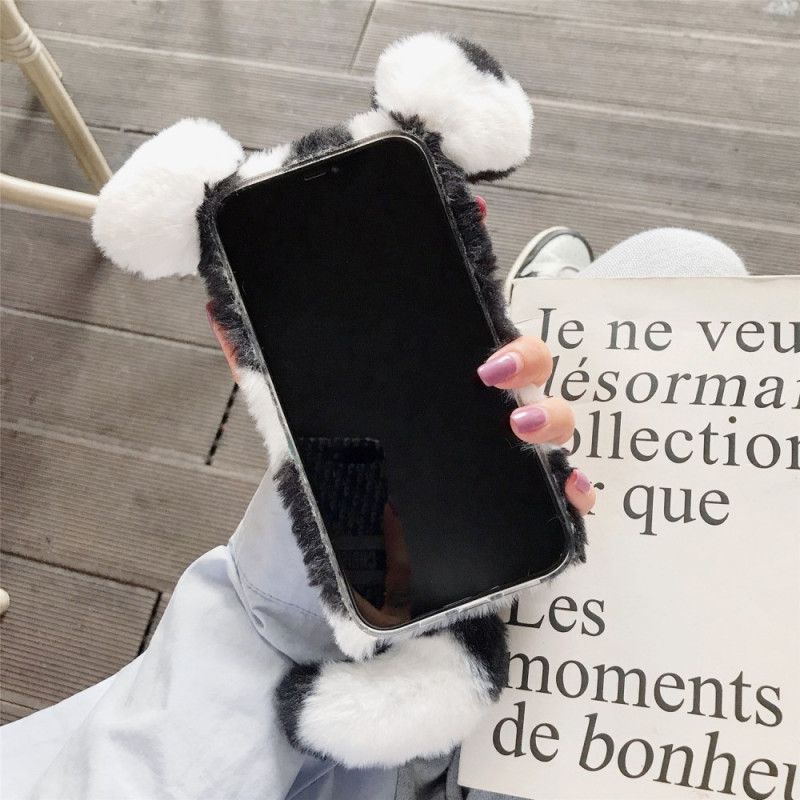 Etui iPhone 12 / 12 Pro Czerwony Czarny Dwukolorowe Futro Myszy Etui Ochronne