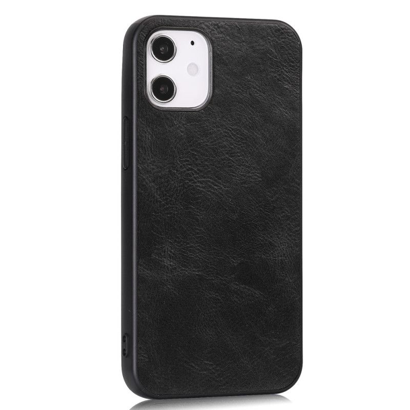 Etui iPhone 12 / 12 Pro Czerwony Czarny Elegancki Efekt Skóry