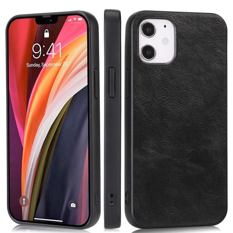 Etui iPhone 12 / 12 Pro Czerwony Czarny Elegancki Efekt Skóry