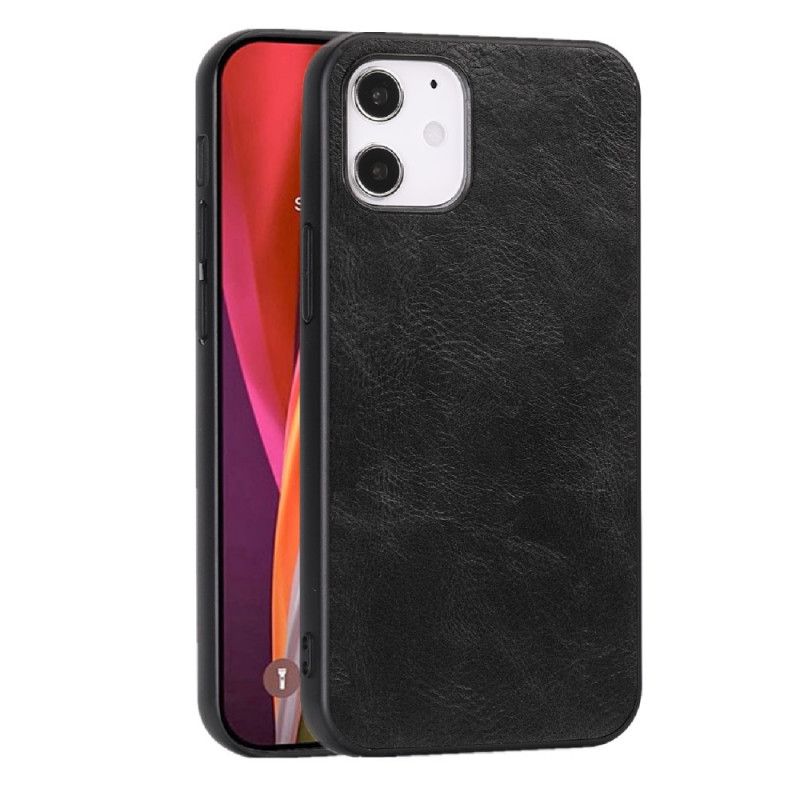 Etui iPhone 12 / 12 Pro Czerwony Czarny Elegancki Efekt Skóry