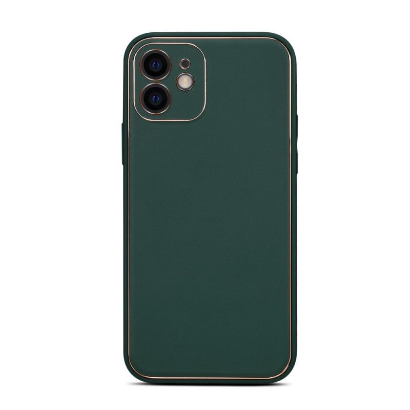 Etui iPhone 12 / 12 Pro Czerwony Czarny Prawdziwa Skóra