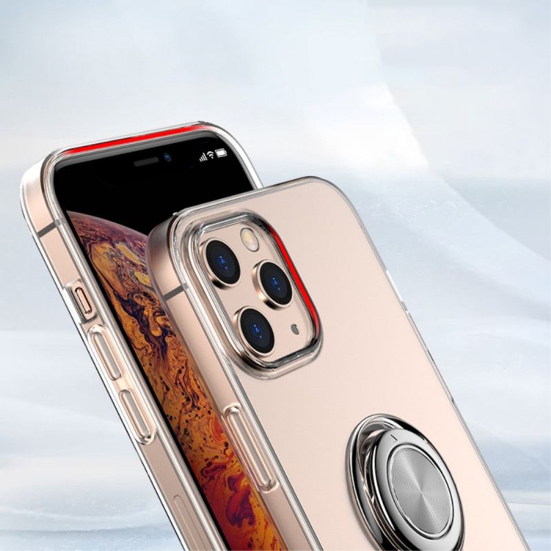 Etui iPhone 12 / 12 Pro Czerwony Czarny Przezroczysty Z Pierścieniem Nośnym Etui Ochronne