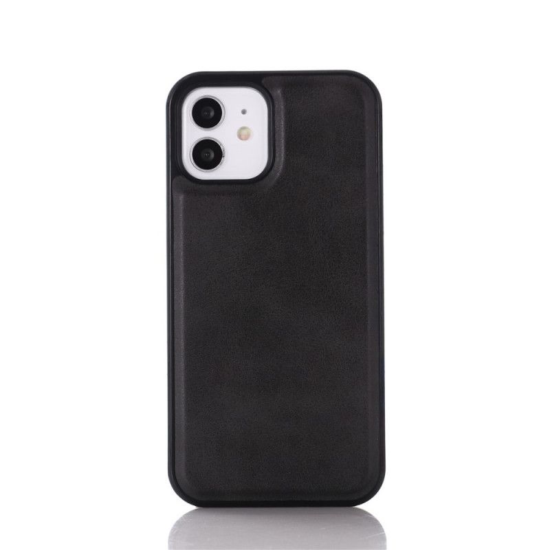 Etui iPhone 12 / 12 Pro Czerwony Czarny Silikon Z Efektem Skóry