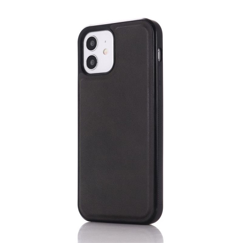 Etui iPhone 12 / 12 Pro Czerwony Czarny Silikon Z Efektem Skóry