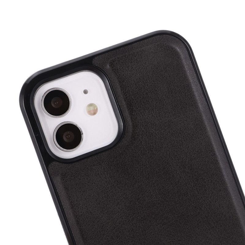 Etui iPhone 12 / 12 Pro Czerwony Czarny Silikon Z Efektem Skóry