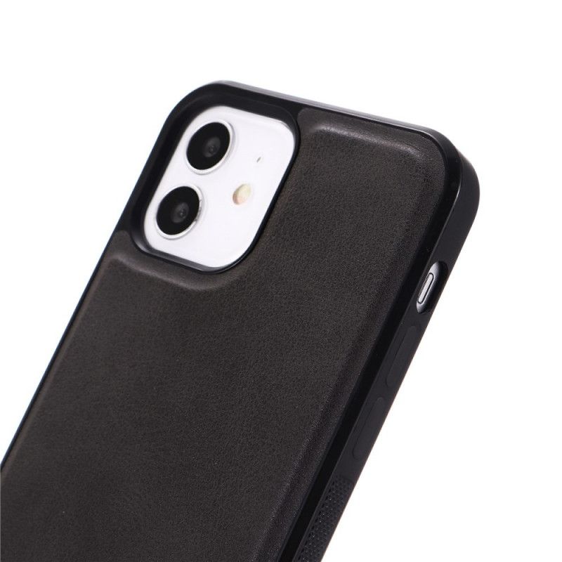 Etui iPhone 12 / 12 Pro Czerwony Czarny Silikon Z Efektem Skóry