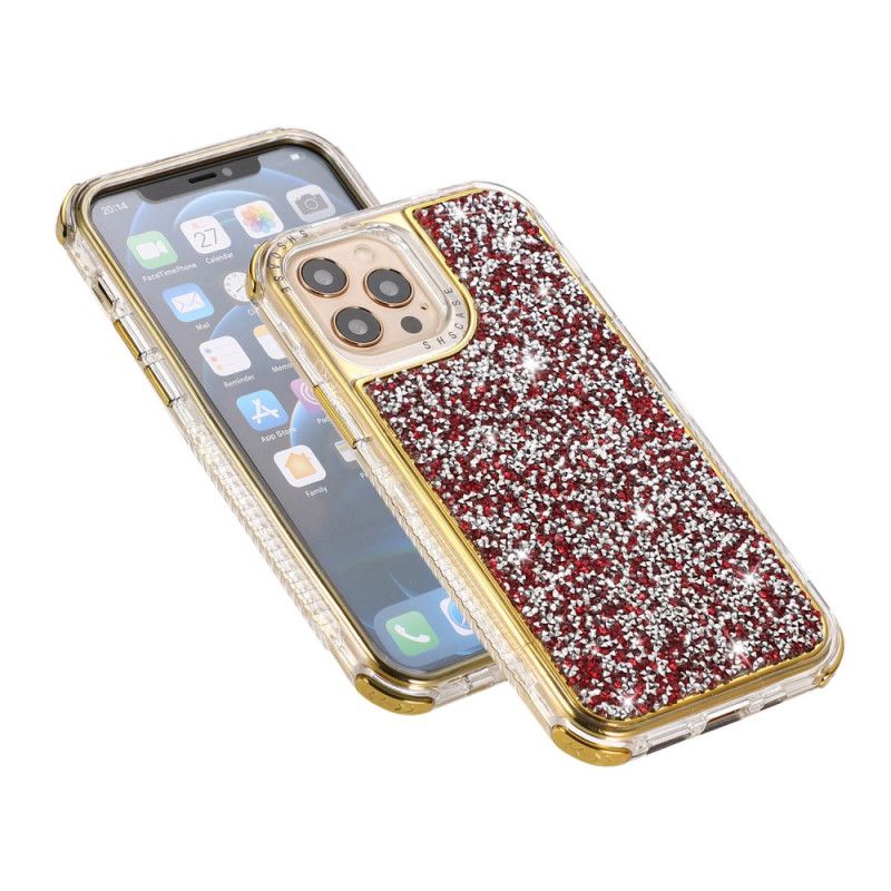 Etui iPhone 12 / 12 Pro Czerwony Szary Lśniący Blask