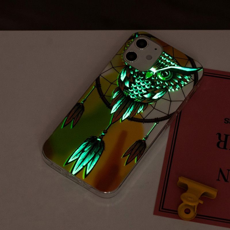 Etui iPhone 12 / 12 Pro Fluorescencyjny Łapacz Snów Sowy Etui Ochronne