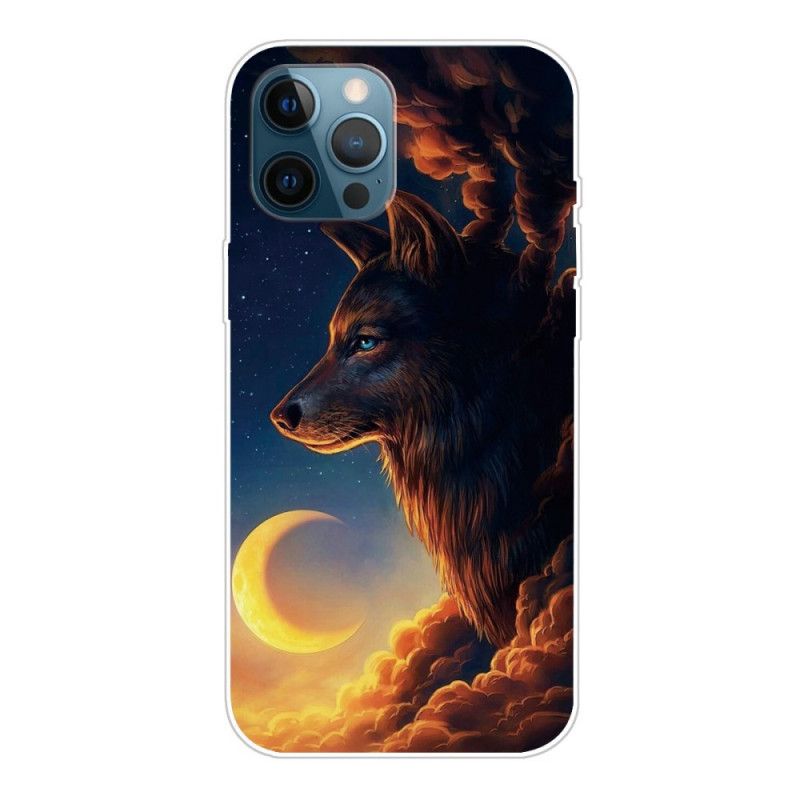 Etui iPhone 12 / 12 Pro Granatowy Czarny Elastyczny Wilk Etui Ochronne