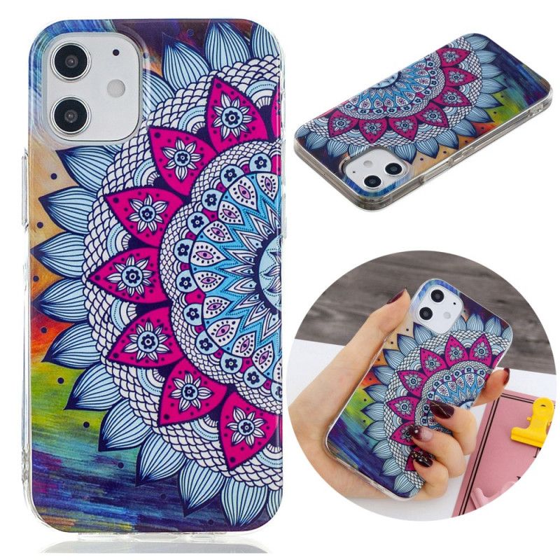 Etui iPhone 12 / 12 Pro Mandala W Kolorze Fluorescencyjnym