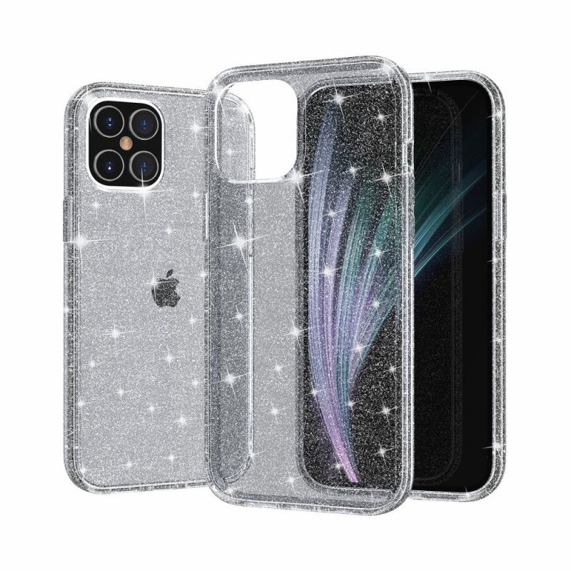 Etui iPhone 12 / 12 Pro Różowy Szary Przezroczysty Brokat