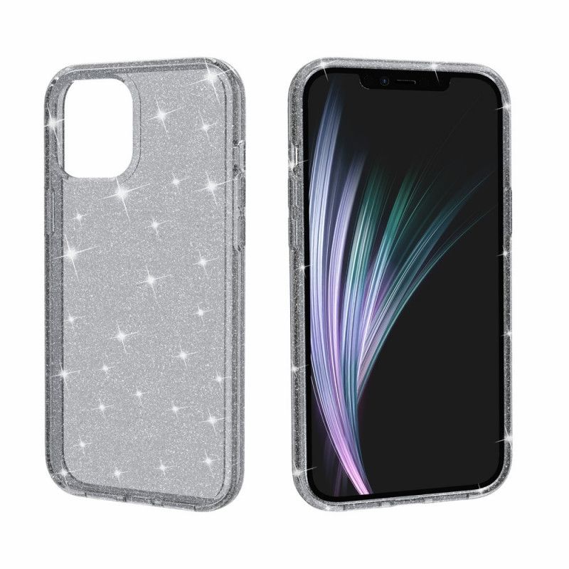 Etui iPhone 12 / 12 Pro Różowy Szary Przezroczysty Brokat