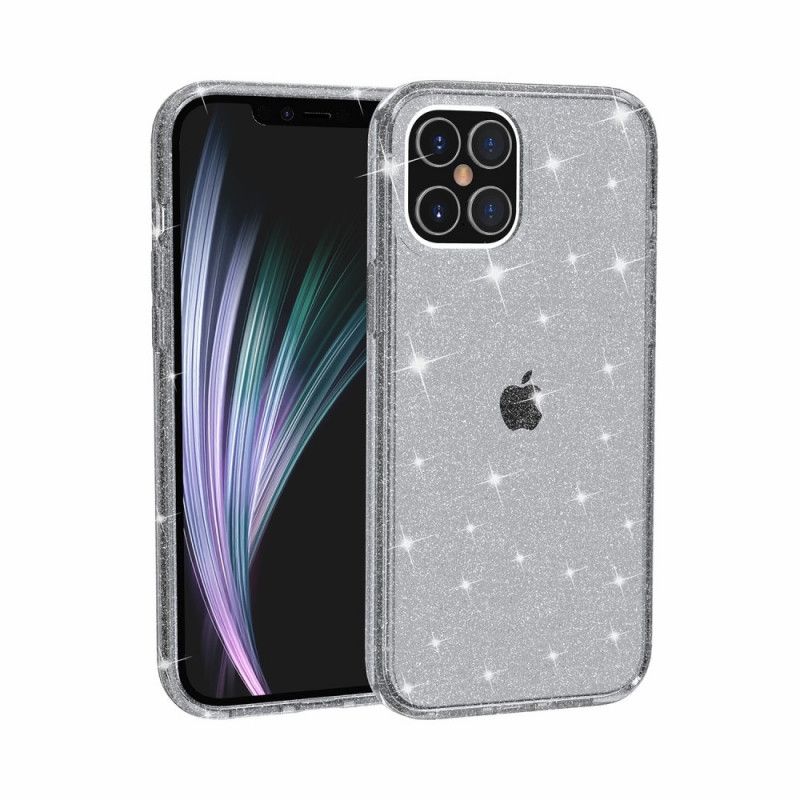 Etui iPhone 12 / 12 Pro Różowy Szary Przezroczysty Brokat