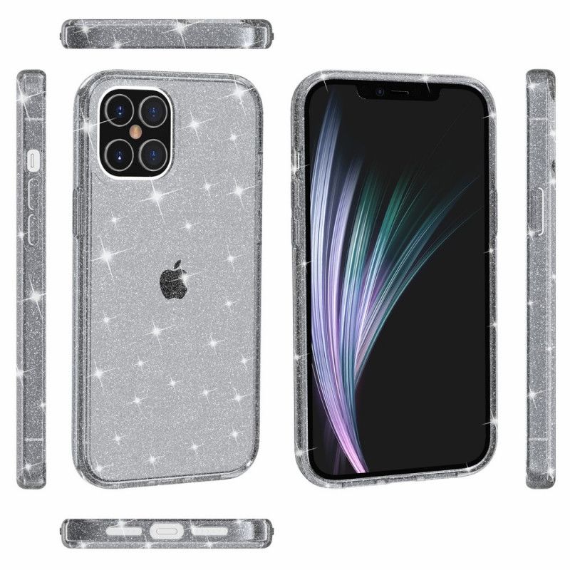 Etui iPhone 12 / 12 Pro Różowy Szary Przezroczysty Brokat