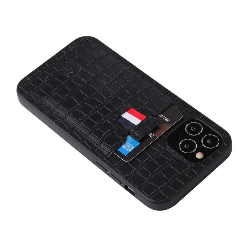 Etui iPhone 12 / 12 Pro Szary Czarny Etui Na Karty W Stylu Skóry Krokodyla Etui Ochronne