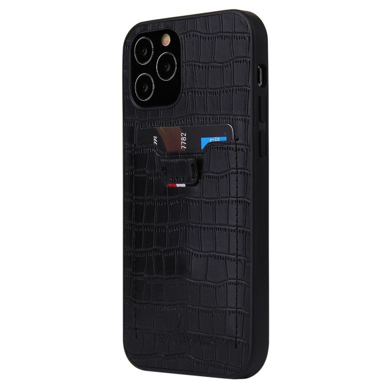 Etui iPhone 12 / 12 Pro Szary Czarny Etui Na Karty W Stylu Skóry Krokodyla Etui Ochronne