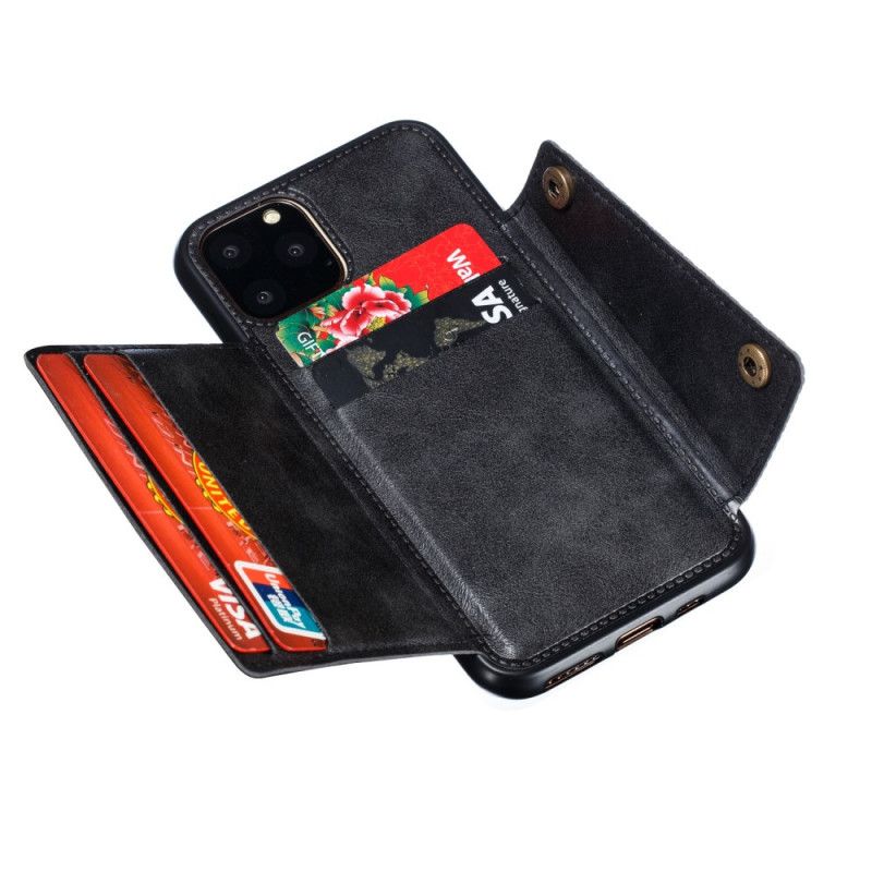 Etui iPhone 12 / 12 Pro Szary Czarny Portfel Zatrzaskowy