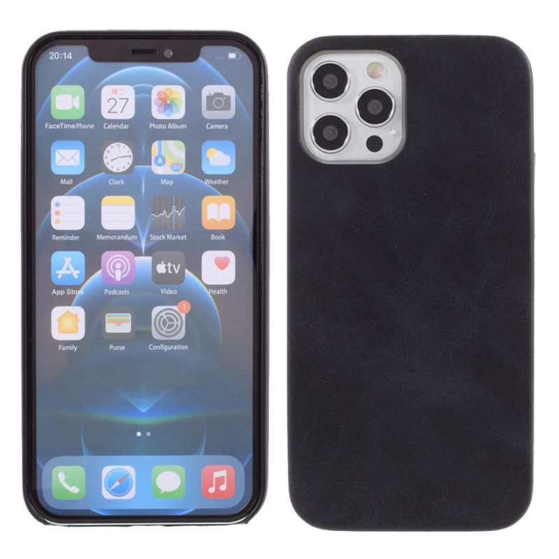 Etui iPhone 12 / 12 Pro Szary Czarny Styl Skóry